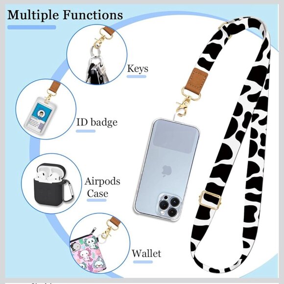 Crossbody Phone Lanyard ~ Cow Print - Picture 4 of 7
